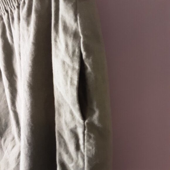 J Crew Khaki Green Elastic Waist Short Skirt Lined Pockets Size 14 - Picture 6 of 8